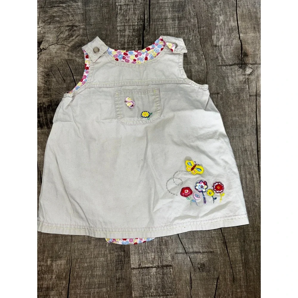 The‎ Childrens Place Baby Girl Khaki Floral Butterfly Jumper Dress 6-9 Months